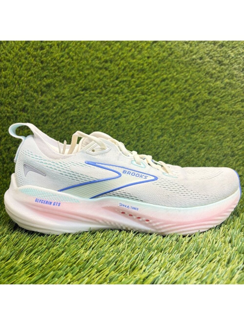 Brooks Glycerin GTS 22 Womens Size 9.5 Blue Pink Athletic Running Shoes Sneakers